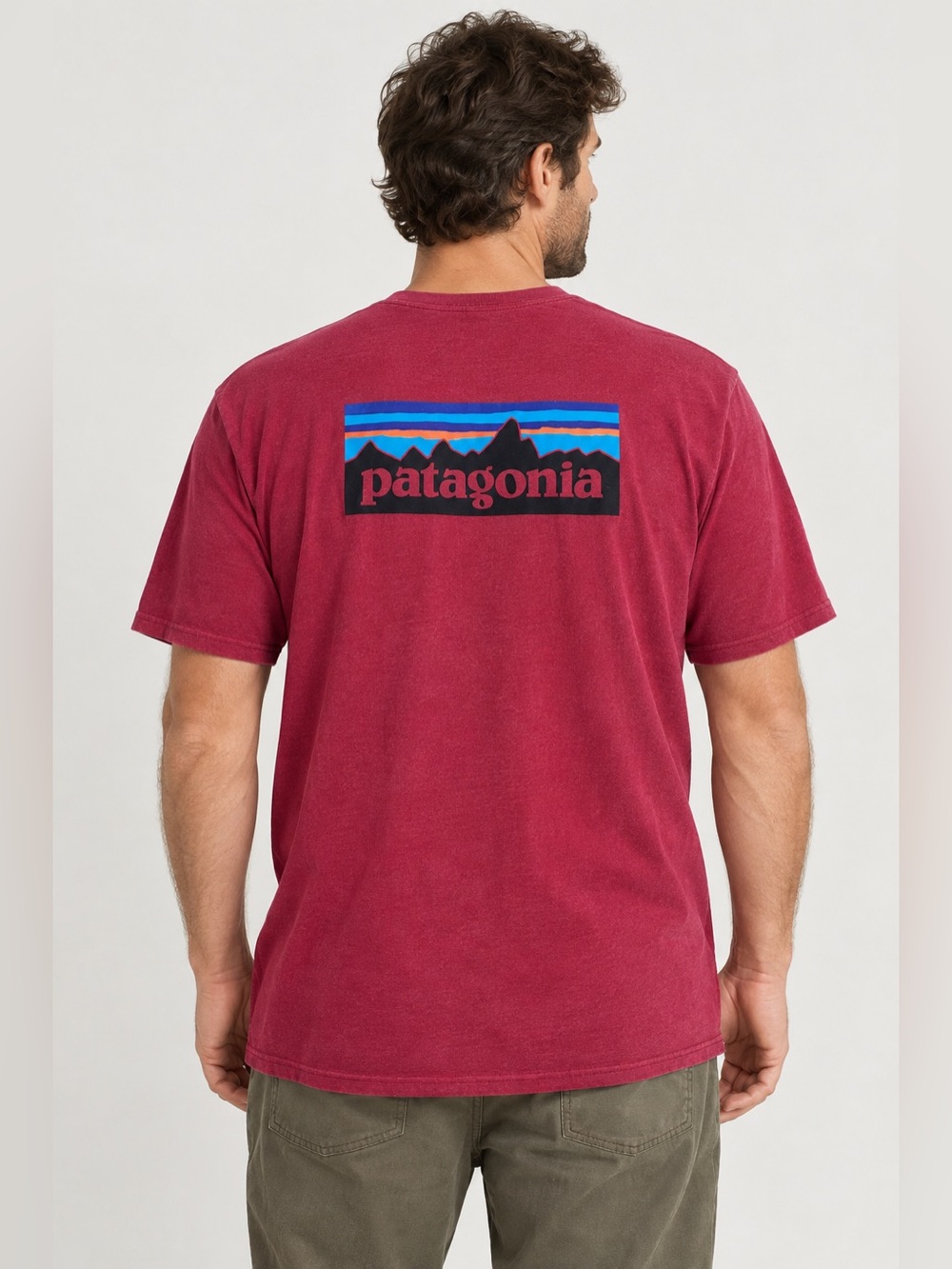 Patagonia P-6 Logo Responsibili-Tee Men’s XL Burgundy Red Graphic T-Shirt